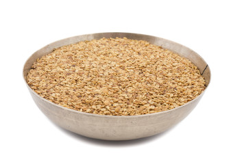 Split Roasted Coriander Seeds also know as Dhana Dal or Sukh Mukh isolated on White Background