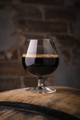 Glass of barrel aged stout