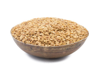 Split Roasted Coriander Seeds also know as Dhana Dal or Sukh Mukh isolated on White Background
