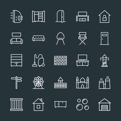 Fototapeta na wymiar Modern Simple Set of buildings, furniture, housekeeping Vector outline Icons. Contains such Icons as muslim, prison, iron, clothes, home and more on dark background. Fully Editable. Pixel Perfect.