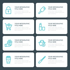 Flat shopping, beauty and cosmetics infographic timeline template for presentations, advertising, annual reports