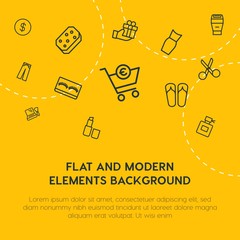 Fototapeta na wymiar clothes, shopping, beauty and cosmetics outline vector icons and elements background concept on yellow background.Multipurpose use on websites, presentations, brochures and more