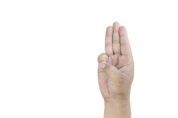 Man hand isolated on white background, clipping path