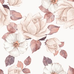 Delicate flowers. Watercolor floral seamless pattern 3. Pastel colors