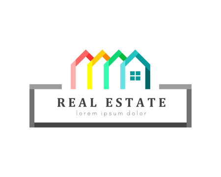 Real estate and house logo. Colorful houses as variety concept.