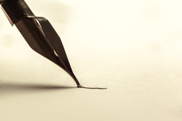 Antique fountain pen writing