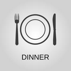 Dinner icon. Dinner symbol. Flat design. Stock - Vector illustration
