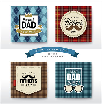 Set of Happy Fathers Day greeting card design