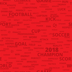 Concept Soccer / Football Background. Sport Seamless Pattern From Text.