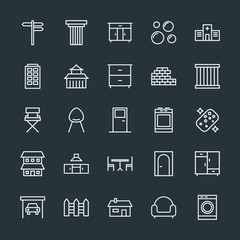 Fototapeta na wymiar Modern Simple Set of buildings, furniture, housekeeping Vector outline Icons. Contains such Icons as property, classic, mechanic, bedroom and more on dark background. Fully Editable. Pixel Perfect.