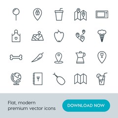 Modern Simple Set of food, location, drinks Vector outline Icons. Contains such Icons as  port,  location,  coffee,  maker, drink,  pin and more on white background. Fully Editable. Pixel Perfect.