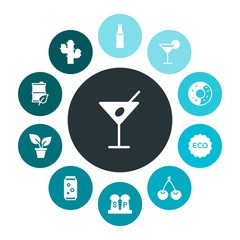 food, nature, drinks Infographic Colorful fill Icons Set. Contains such Icons as  barrel,  container, interior,  white, fuel,  spice,  food,  sign,  nature, eco and more. Fully Editable. Pixel Perfect