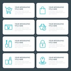 Flat shopping, beauty and cosmetics infographic timeline template for presentations, advertising, annual reports