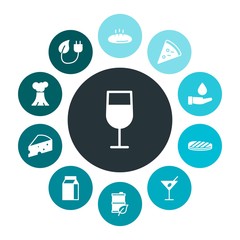 food, nature, drinks Infographic Colorful fill Icons Set. Contains such Icons as  bakery, wine, toast,  italian,  oil,  box,  energy,  hot,  barrel, cheese and more. Fully Editable. Pixel Perfect