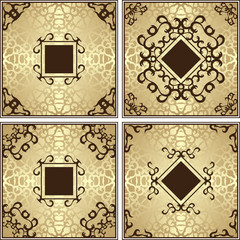 Set of cards with vintage elements. Retro luxury design