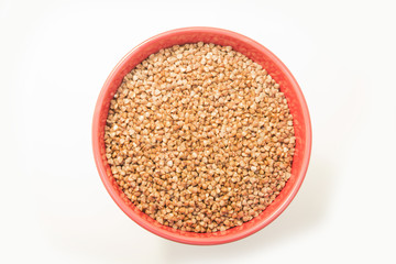 buckwheat in a plate on white background