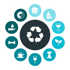 food, nature, drinks Infographic Colorful fill Icons Set. Contains such Icons as  pink, food,  nature,  espresso,  drop, landscape,  recycling,  save,  eco, hot and more. Fully Editable. Pixel Perfect