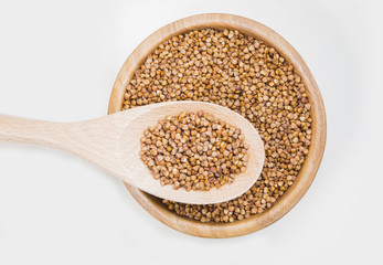 buckwheat in a plate on white background
