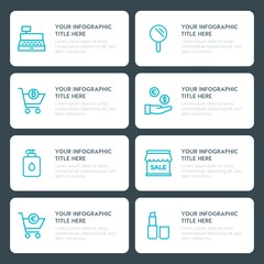 Flat shopping, beauty and cosmetics infographic timeline template for presentations, advertising, annual reports