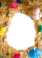 Beach mocap. Frame with beach sand. The concept of travel