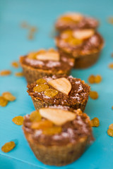 Healthy christmas jelly cupcakes with kewee. Top view. Raw vegan concept.