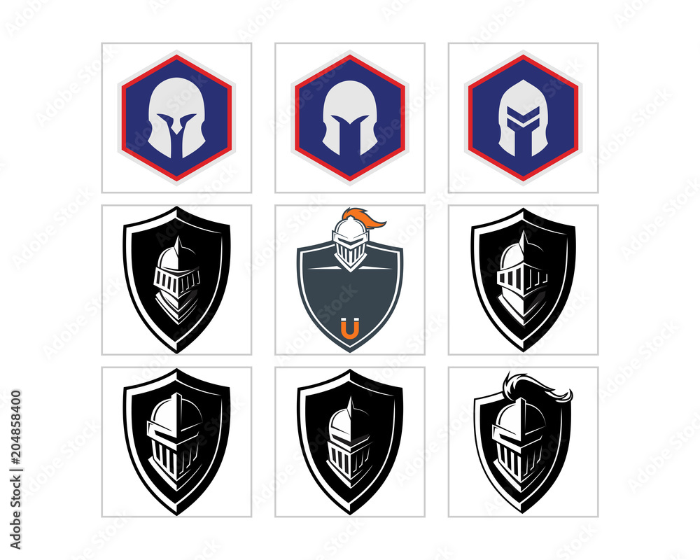 Canvas Prints knight headgear armor shield roman greek crusader image vector set
