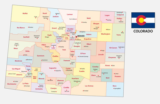 colorado administrative and political vector map