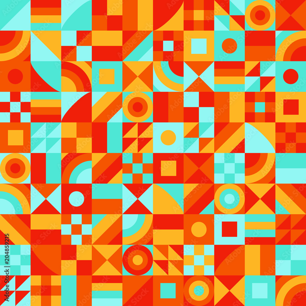 Poster simple shapes geomectric seamless pattern spring-summer colors for background vector illustration. c