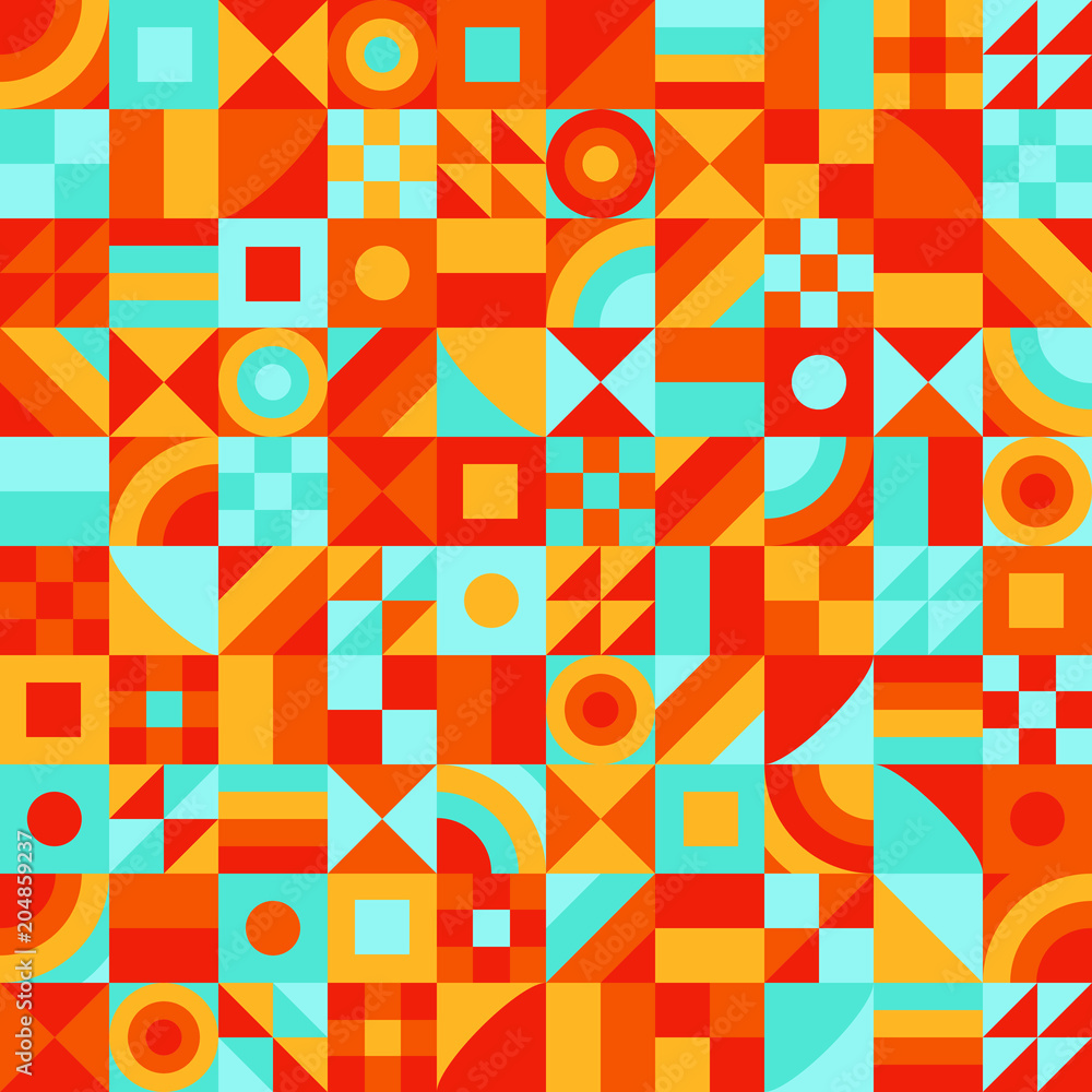 Poster seamless simple shapes geomectric pattern summer colors for background vector illustration. colorful