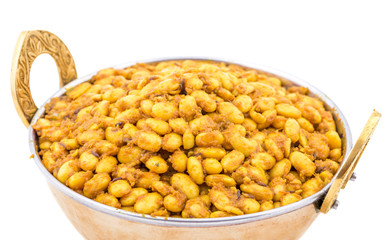 Indian Cuisine Rajma Masala or Rajmah is a South Asian Vegetarian Dish Consisting of White Kidney Beans in a thick gravy with many Indian whole spices and usually served with Chapati and food
