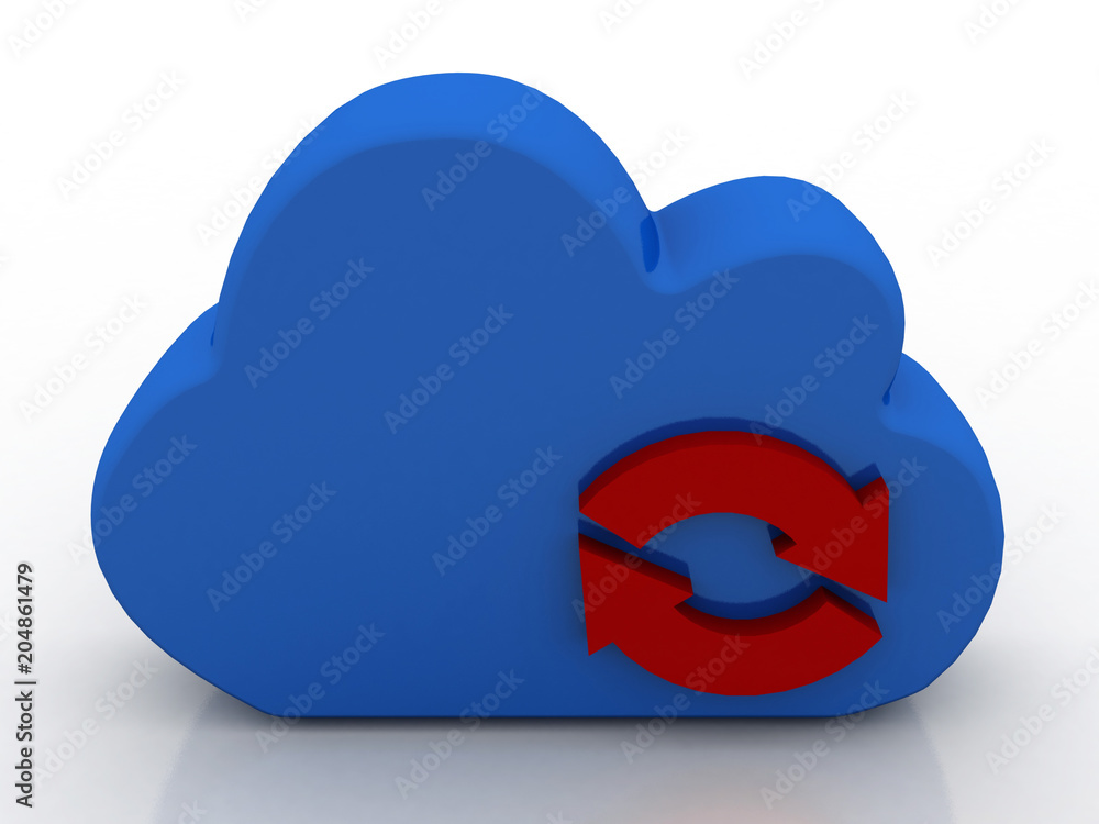 Poster 3d rendering cloud with uploading downloading arrow