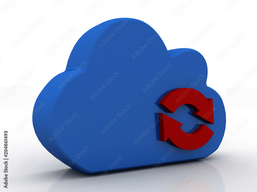 Poster 3d rendering cloud with uploading downloading arrow
