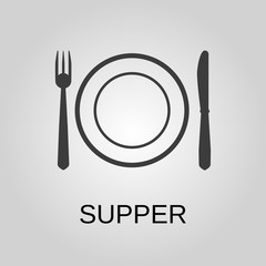 Supper icon. Supper symbol. Flat design. Stock - Vector illustration