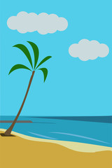Fototapeta na wymiar Playa con una palmera del caribe.