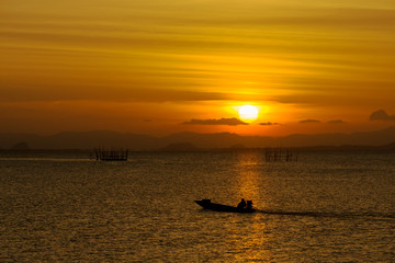 Sunset sky on the lake