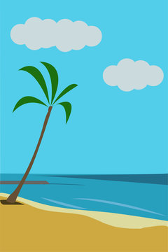 Playa con una palmera del caribe.