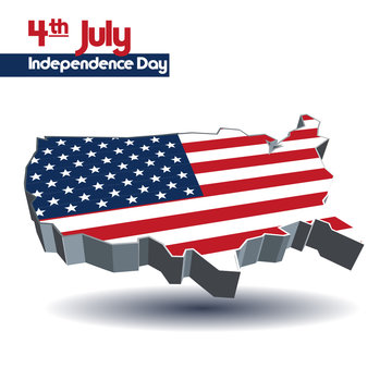 Isolated USA country with flaf