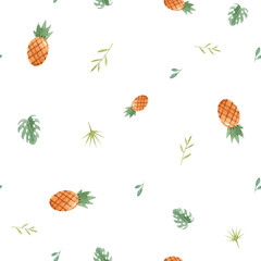 Watercolor tropical pineapple pattern
