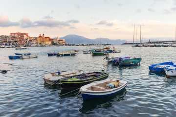 Fototapeta na wymiar Fishermen boats in the port of Torre del Greco near Naples, Campania, Italy