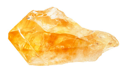 raw crystal of Citrine gemstone isolated