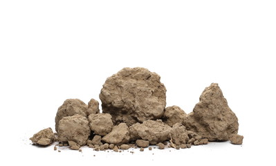 Pile of dirt, soil isolated on white background