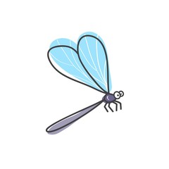 Cute cartoon dragonfly on a white background. Vector illustration