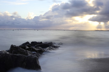 Coucher de soleil sur le bassin d'arcachon expo longue