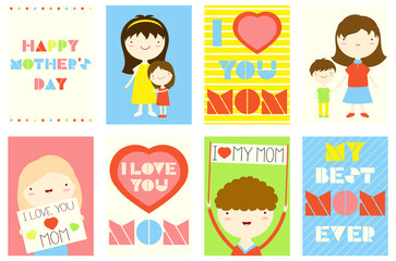 Set of Happy Mother's day greeting cards