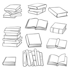 vector set of drawing books