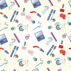 Vector illustration of cosmetics product. Seamless pattern