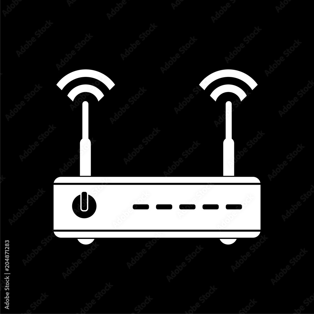 Poster wireless router icon, wi-fi router on dark background
