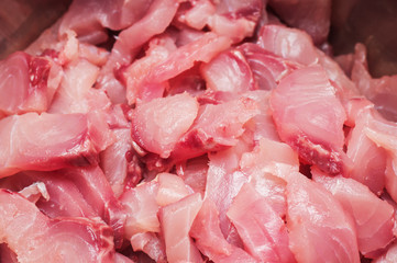 The cut fresh fish before preparation