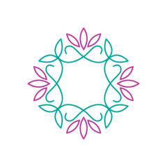 monogram frame lotus logo template