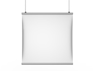 Aluminum snap grip Ceiling Banner poster hanger,Hanging Poster Rails Poster Hanger. 3d render illustration.